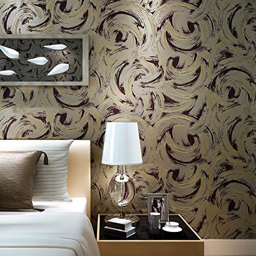 JSLCR Simple and modern non-woven circles wallpaper ideas-bedroom living room bed Salon clothing store background wallpaper,Copper-gold
