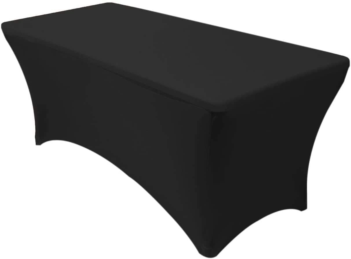 AMERTEER Spandex Tablecloths - 6FT, Rectangular (Black)