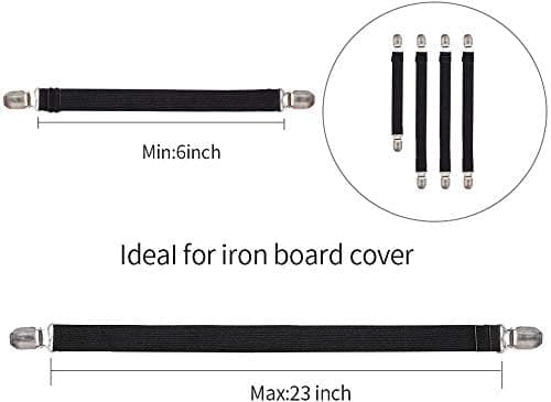 Goodtimes Ironing Board Cover Clips, Adjustable Ironing Board Pad Braces Fasteners Mini Suspenders - Keep Cover Flat and Secure Tention Clips