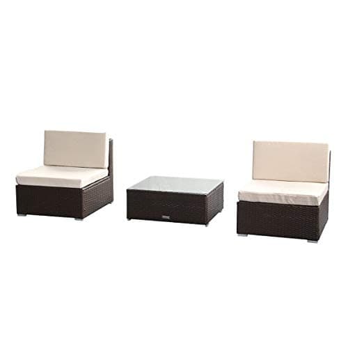 U-MAX Patio PE Rattan Wicker Sofa Outdoor Sectional Patio Furniture Sets (3-PCS)