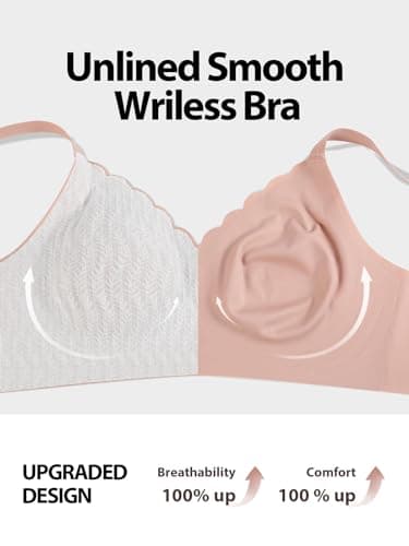 Brabalas Ultimate Comfort Wireless Bra with Support and Lift C-F Cup,Silky Smooth Seamless Bras,No Underwire,Wirefree Bra White