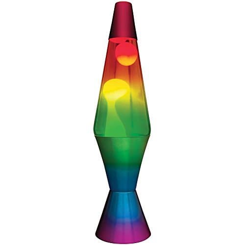 Handpainted Rainbow Lava Lamp w/Aluminum Base & Cap Multi-Color Glass Globe
