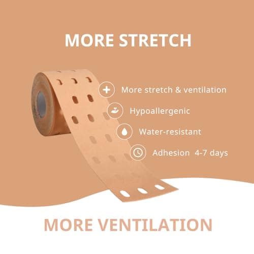 CureTape® Punch Beige | Perforated Kinesiology Tape | More Stretch & Ventilation| k Tape for Joint, Knee, Ankle & Shoulder Pain | Kinesiology Tape for Physical Therapy | Waterproof Medical Tape