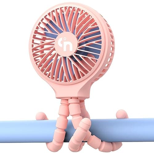 WiHoo Portable Stroller Fan, 11H Ultra-long Battery Life 3 Speed 360°Rotate, USB Rechargeable or Battery Operated Cooling Clip On Personal Fan for Baby Crib Travel Car Seat Pink