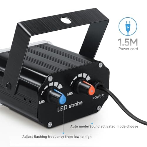 Luditek Halloween Mini LED Strobe Light, Sound Activated Party Lights 7 Colors Dj Lighting, Disco Flashing Light for Home Room Dance Parties Karaoke Xmas Wedding Outside