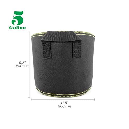 Planting Grow Bags, Black Thickened Nonwoven Fabric Garden Pots Container with Strap Handles for Nursery Garden and Planting Grow (5-Pack 5-Gallon)