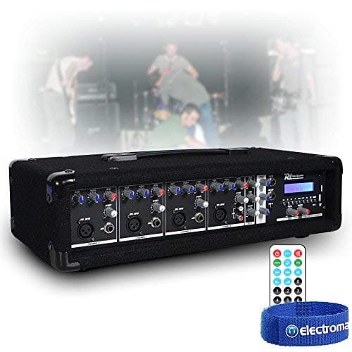Power Dynamics PDM-C405A Bluetooth PA Mixer Amplifier – Portable 4 Channel 800W PA Mixer Amp with EQ, MP3 Player, USB/SD, Echo & Remote for DJ, Bands & Events