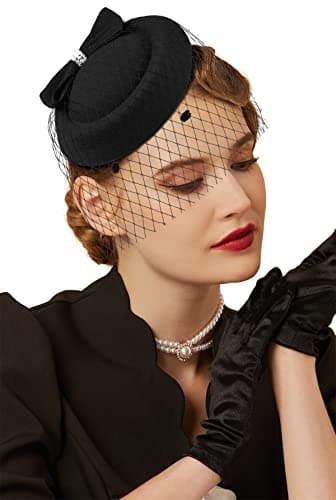 Cizoe Fascinators Hats 20s 50s Hat Pillbox Hat Cocktail Tea Party Headwear with Veil for Girls and Women