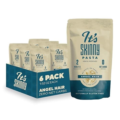 It’s Skinny Angel Hair — Healthy, Low Calorie, Low-Carb Konjac Pasta — Fully Cooked and Ready to Eat — Gluten Free, Vegan, Keto and Paleo-Friendly (6-Pack)