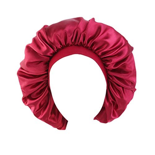 Qianmome Women Big Size Beauty Print Satin Silk Bonnet Sleep Night Cap Head Cover Bonnet Hat for Curly Springy Hair