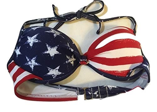 Xhilaration Women's American Flag 1 Piece Push up Bikini Top/Swim Top (Medium Size)