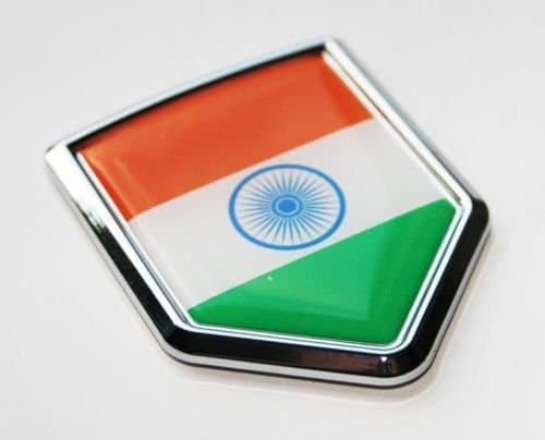 Car Chrome Decals India Indian Flag Emblem Sticker Badge 3D Shield Shape