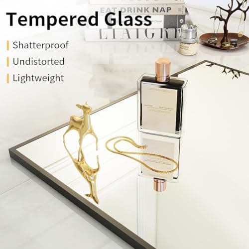 VooBang Mirror Full Length, 24" x 65" Floor Mirror with Stand, Aluminum Alloy Frame Full Body Standing Hanging or Leaning Against Wall for Bedroom and Living Room, Black