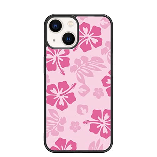 FANXI Pink Hibiscus Phone Case Compatible with iPhone 13 6.1 Inch - Shockproof Protective TPU Cute Flower Printed iPhone Case Designed for iPhone 13 Case for Men Girls Women