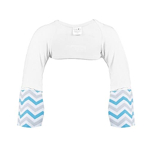 ScratchMeNot Flip Mitten Sleeves, Sensitive - Organic Cotton Baby Boys' No Scratch Mitts - White Chevron