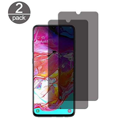 2X Samsung Galaxy A70 Screen Protector, Anti-Spy Bulletproof Glass for Samsung Galaxy A70 Tempered Glass Screen Protector 9H Hardness, Anti-Scratching, Shockproof, Anti-Oil - Black