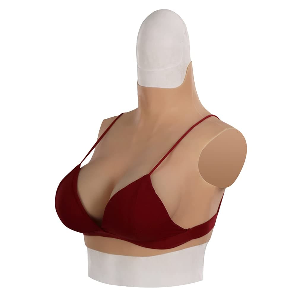 2th Generation Silicone Breast Forms Basic Style Fake Breast (D Cup, Brown)