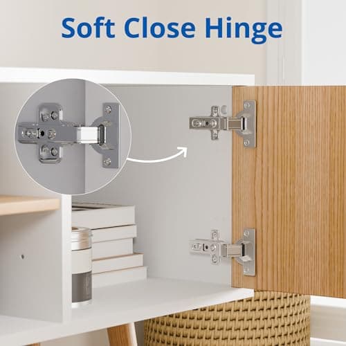 Cozy Castle TV Stand for 48''-55''TV, Mid Century Modern TV Console, Entertainment Center with 2 Storage Cabinets, Adjustable Shelf and Power Outlets for Living Room, Bedroom and Office, Oak