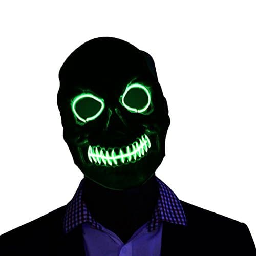 ranpo El Wire Light Up LED Mask Light Green Neon Rave Horrific Cosplay Party Halloween Costume