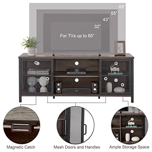 FATORRI Industrial Entertainment Center for TVs up to 55 60 65 Inch, Rustic W...