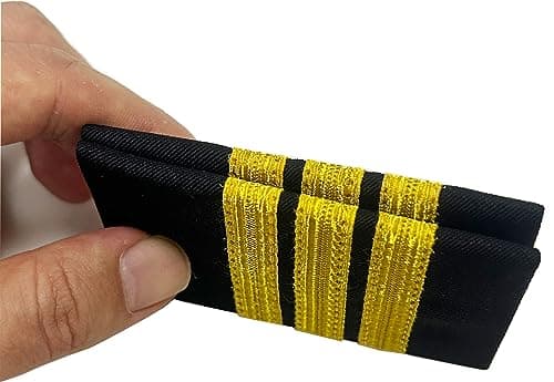 TAIKMD 1 Pair Airlines Pilot Uniform Epaulets Captain Aviators Shirts Epaulettes Sliders Officer Shoulder Boards Badge with Gold Stripes One/Two/Three/Four Bar (Three Bar)