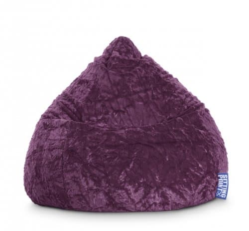 Gouchee Home Fluffy Collection Contemporary Oversized Faux Fur Upholstered Design Bean Bag Chair, Purple