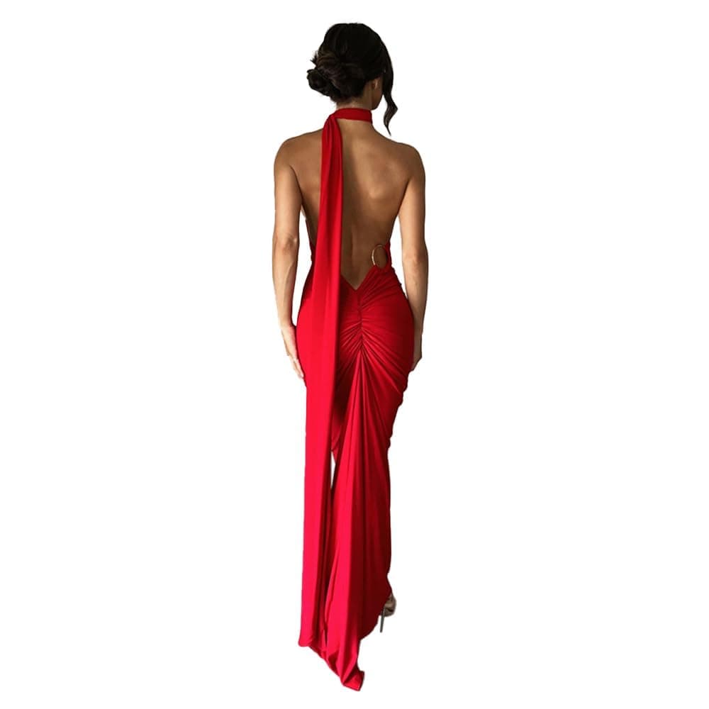 Women Sexy Backless Dress Bodycon Sleeveless Open Back Maxi Dress Formal Cocktail Wedding Guest