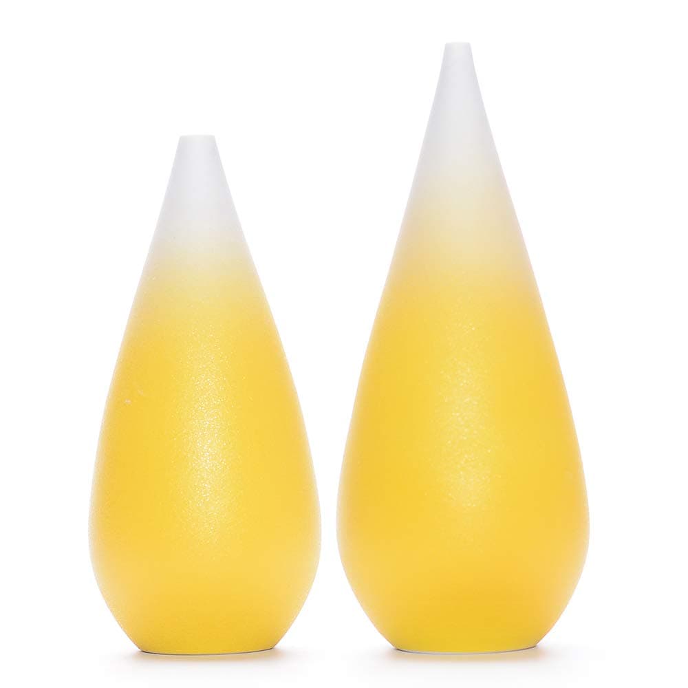 Set of 2 Handmade Home Decoration Vases Ceramic Water Drop Shaped Vases (Drop#Yellow&White)