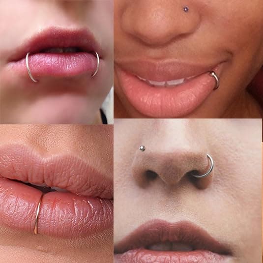 MODRSA Fake Nose Ring Hoop Double Fake Septum Rings Fake Nose Piercing Clip on Earring Hoops Faux Nose Rings Lip Ring