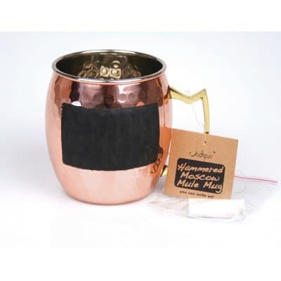 Jodhpuri 16-Ounce Copper Moscow Mule Mugs with Chalk (Hammered)