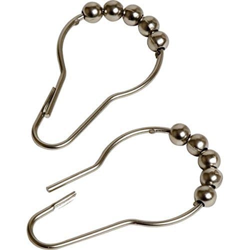 Shower Curtain Hooks Decorative - Squeeze to Open & Close Ring - 12PK - Won't Fall Off the Rod - Rustproof - Free Bathroom and Shower Remodeling Ideas E-book Bonus,