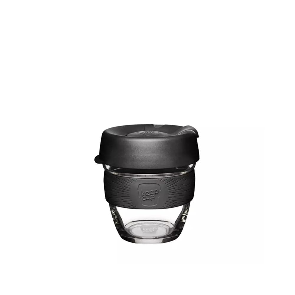 KeepCupBBLA08 Glass Reusable Coffee Cup, 8 oz/Small, Black