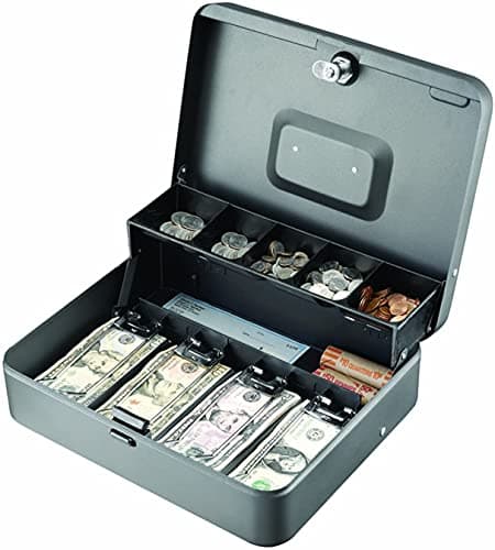 STEELMASTER Tiered (Cantilever) Cash Box, Gray, 2216194G2
