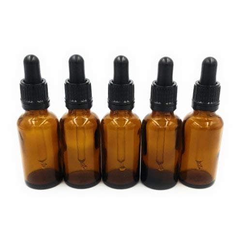 5 x 20ml Amber Brown Glass Bottles with Dropper Pipettes by Pasha81 Ltd