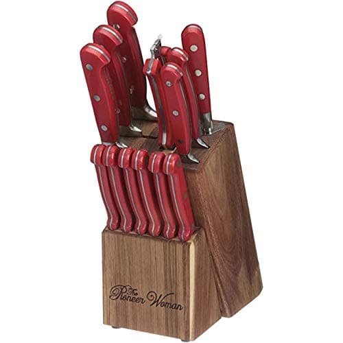 The Pioneer WomanCowboy Rustic Forged 14-Piece Knife Block Set Red 111303.14R