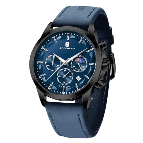 BY BENYAR メンズ 腕時計 アナログ クォーツ クロノグラフ 防水 腕時計 メンズ ファッション ビジネス 仕事 カジュアル スポーツ デザイナー ドレスウォッチ カレンダー付き エレガントなギフト 男性用, 14-BLBUBLUS。, クラシック