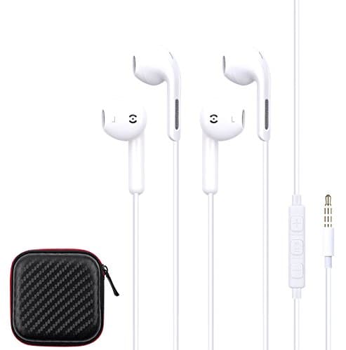 Ofuca 2PACK Premium Earphones/Earbuds/Headphones with Stereo Mic&Remote Control for iPhone iPad iPod Samsung Galaxy and More Android Smartphones (2Pack White)