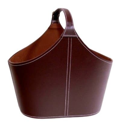 The Lucky Clover Trading Faux Leather Tote Basket with Buckle, Brown