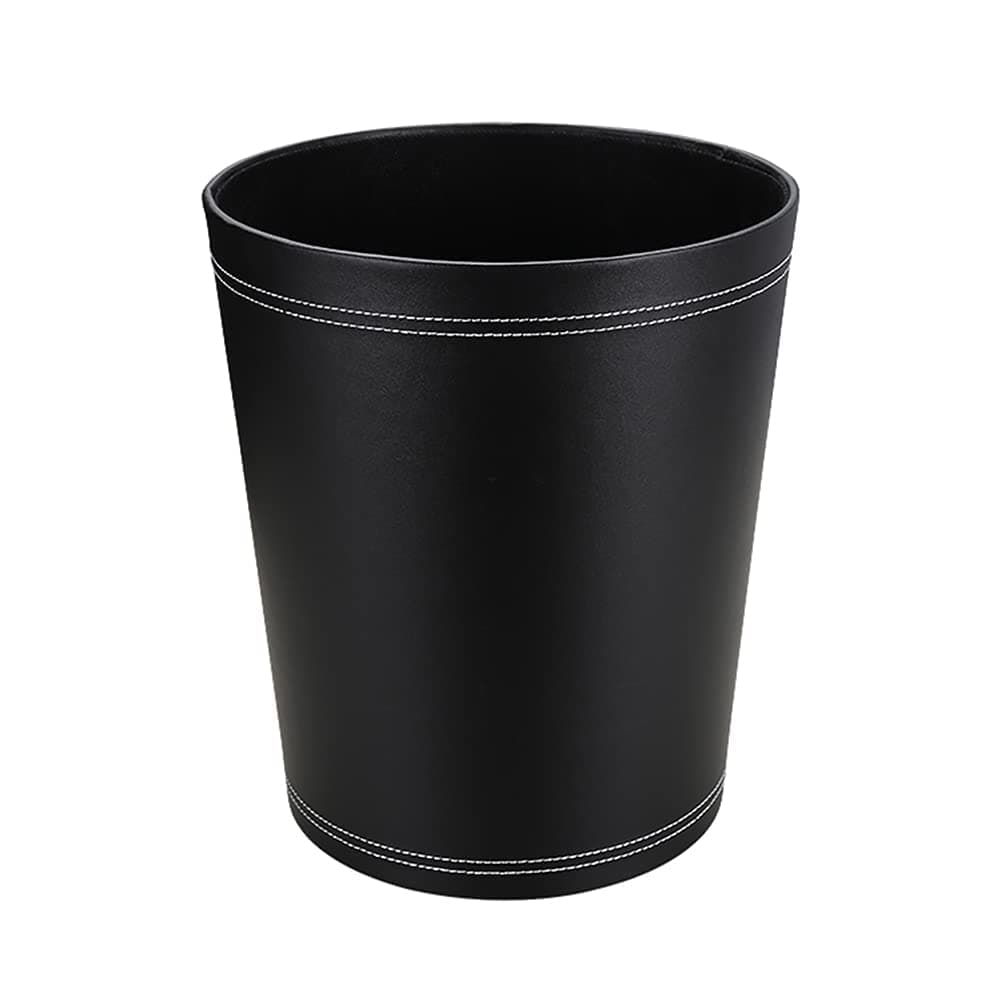 KINGFOM Classic Leather Trash Cans Waste Paper Basket, Storage Bin for Bathroom, Kitchen, Office and High Class Hotel