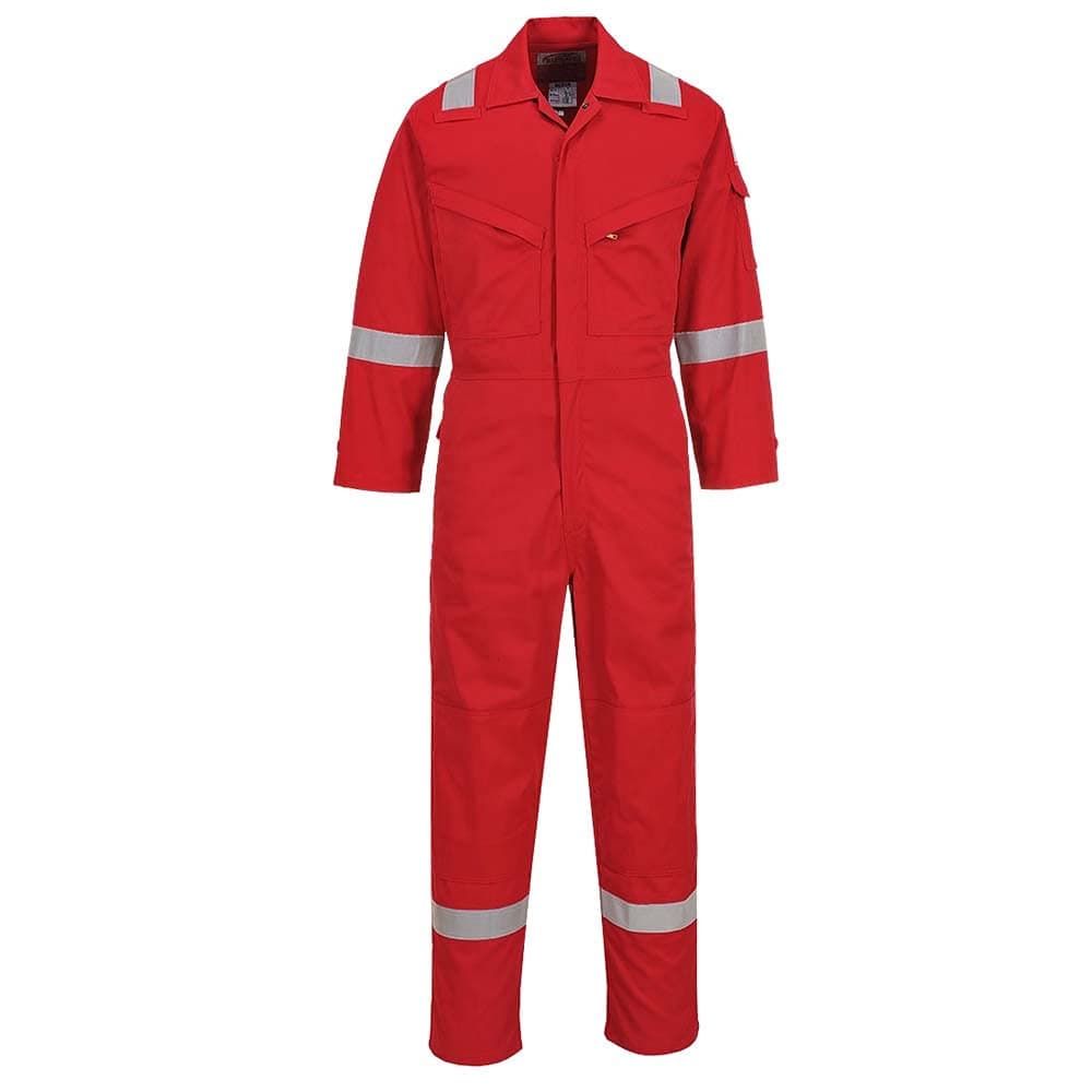 Portwest Flame Resistant Light Weight Anti-Static Coverall 280g, Size: S, Colour: Red, FR28RERS