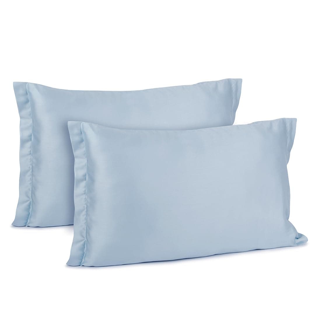 Mush Bamboo Pillow Cover Set of 2 | 100% Bamboo Pillow Cover for Hair and Skin | Breathable, Silky Soft and Cooling Envelope Pillowcases for Hot Sleepers & Night Sweats | 17"x27" (Pastel Blue, King)