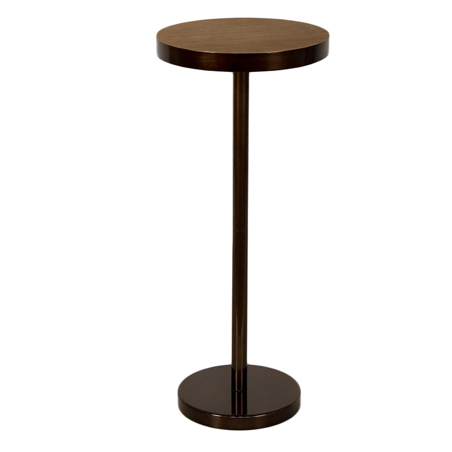 Pedestal Side Table, Drink Table, Small Round Side Table, Martini Table for Living Room, Dorm, Home Office and Bedroom, Brown