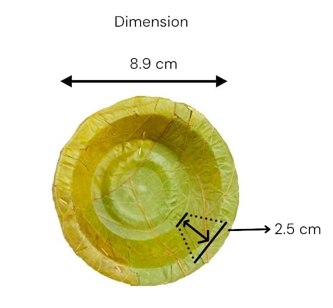 Healthy Edible's, Disposable Siali Leaf Dessert Bowl (with Corrugated Sheets), Small, 3.5 inch, Set of 50, Green