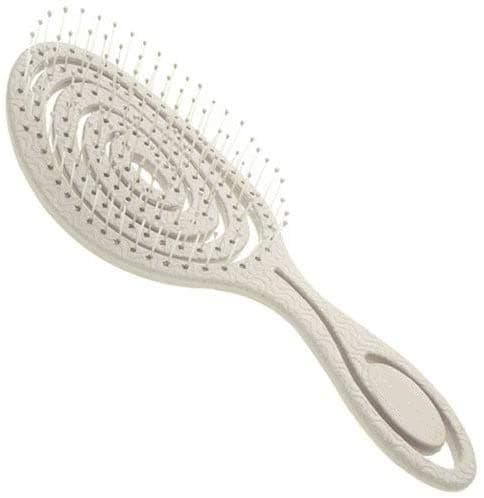 Eco Friendly Straw Hairbrush, Flexible Soft Pin Bristles, Detangling Wet/Dry Hair, Head Massaging Pro (Oatmeal)