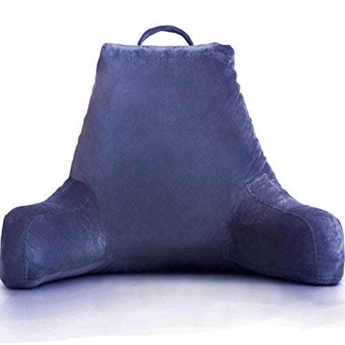 XL Reading Pillow for All Ages Machine Washable Velvet Cover Soft, Breathable, for Sitting, Reading, TV, Laptop Use Shredded Foam Backrest Pillow with Arms by YesIndeed, 2 Colors
