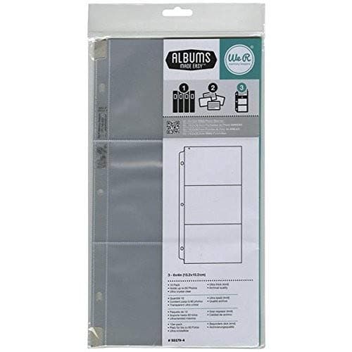 We R Memory Keepers We R Ring Photo Sleeves 12 10/Pakage Three 6 X 4-inch Pockets, Acrylic, Multicolour, 19.05x32.76x0.58 cm