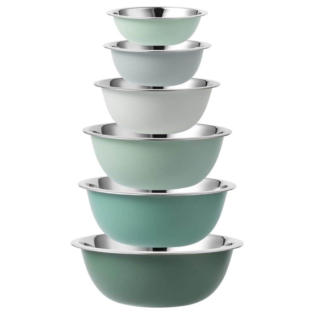 COOK WITH COLOR Stainless Steel Mixing Bowls Set - Nesting Bowls, 6 Pieces, Green