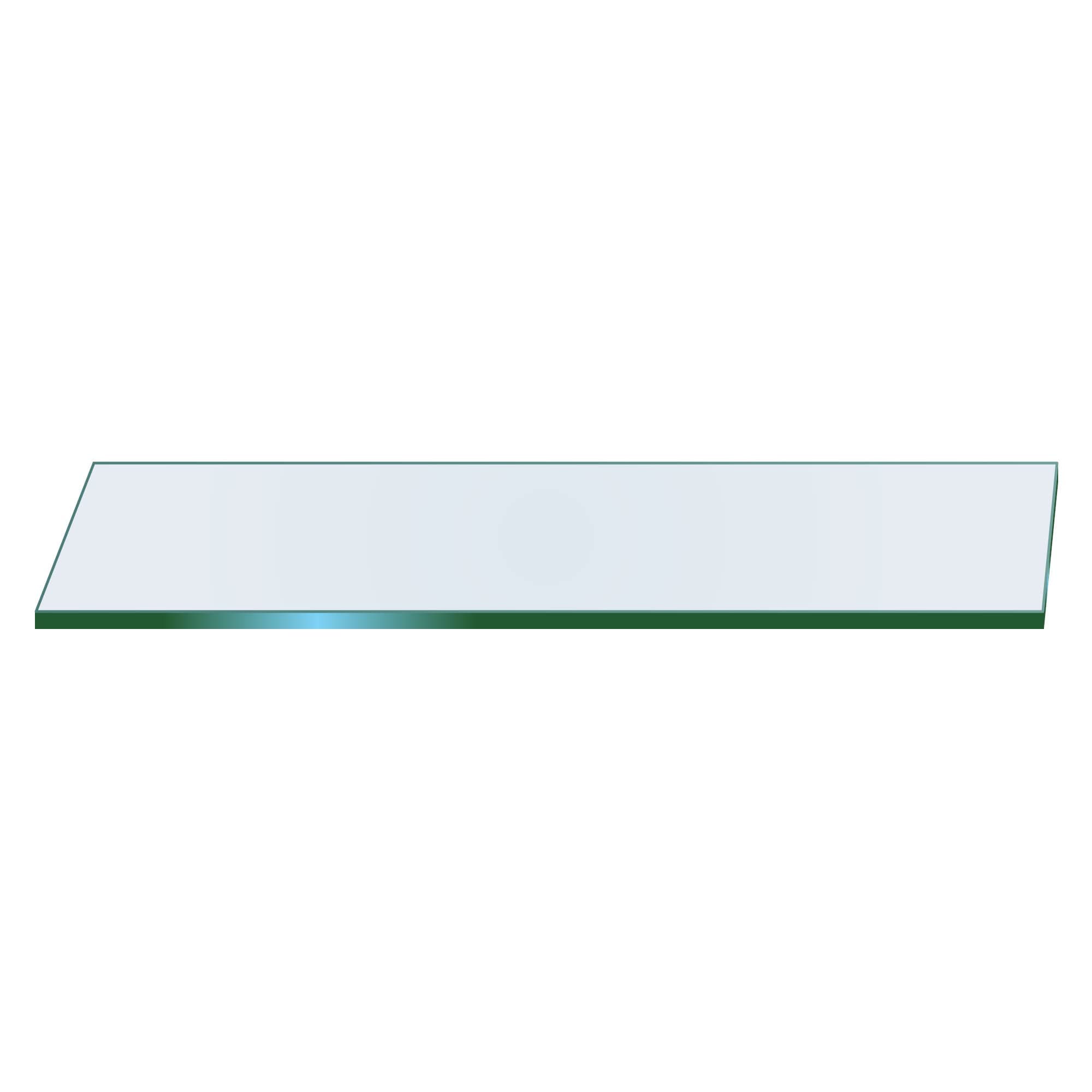 Dulles Glass 8" x 36" Rectangle Floating Glass Shelf - Shelf Only - Tempered - 3/8" Thick - Flat Polished Glass