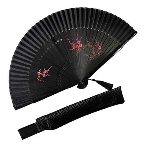 Japanese Chinese fan Folding fan with Bamboo for Women,Hand fans for women Wedding 8.3"