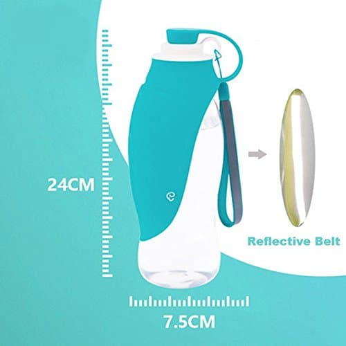 RUSSELL Portable Pet Water Bottle, Reversible & Lightweight Travel Water Dispenser for Dogs or Cats, Made of Food-Grade Silicone 20 Oz (Grey) (Blue)